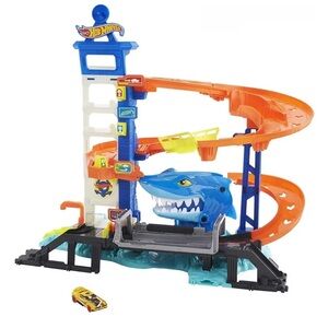 Hot Wheels City Toy Car Track Set, Attacking Shark Escape Playset